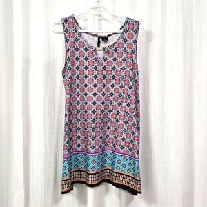 2/$30 New Directions Colorful Geometric Patterned Liquid Knit Womens Shirt Sz XL
